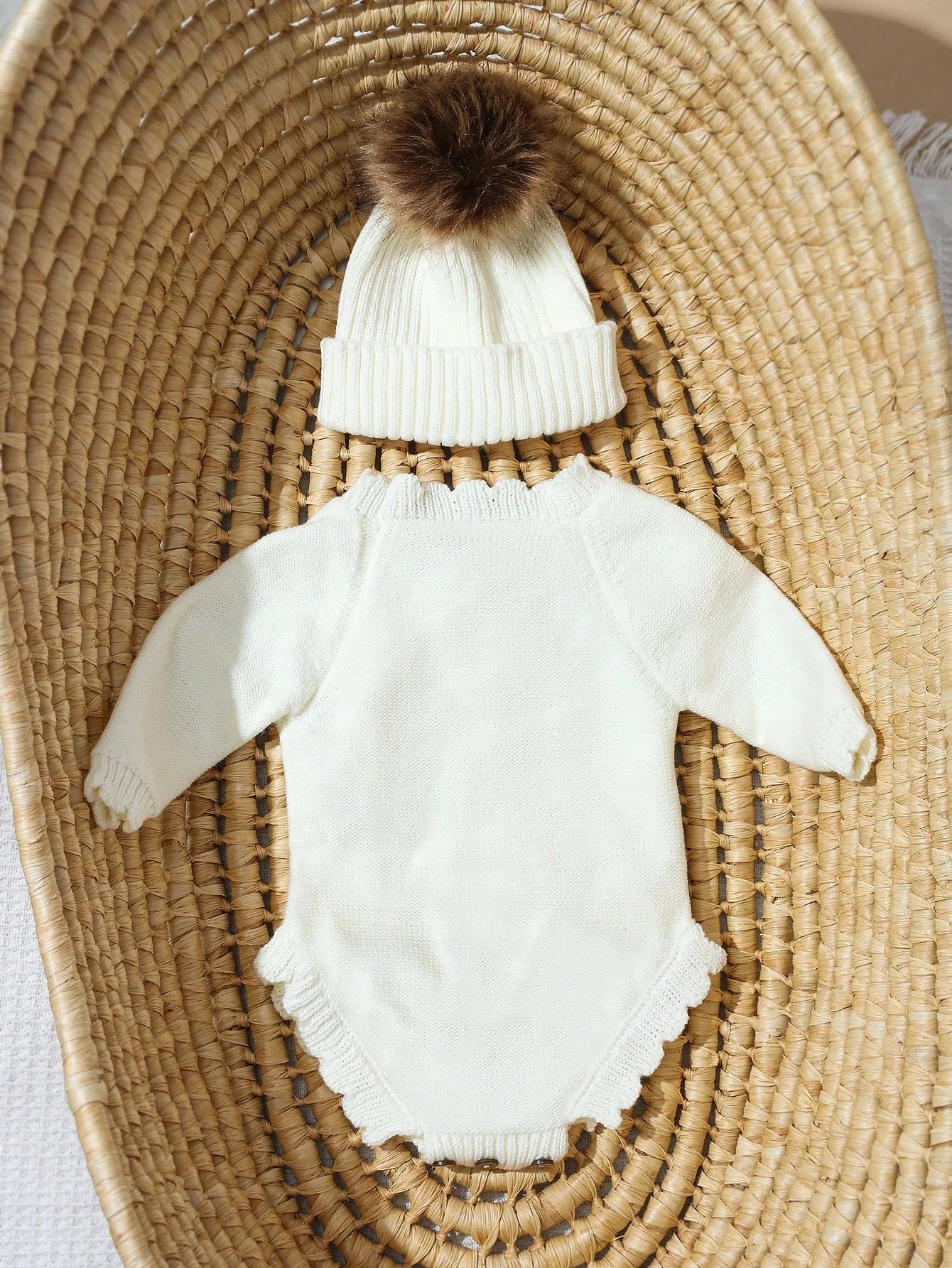 Ylsteed Hello World mameluco de punto para recién nacido con gorro de pompón a juego, ropa de bebé para sesión de fotos, niño o niña, fotografía HD