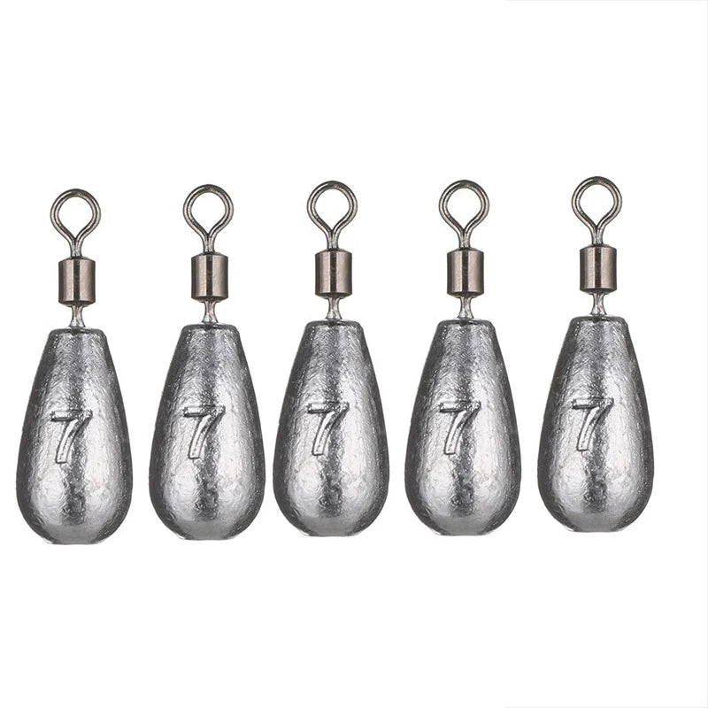 Poids en forme de goutte d'eau pour la pêche à la carpe, accessoire pour appât, 3.5g, 5g, 7g, 10g, 14g, 20g, lot de 5 pièces