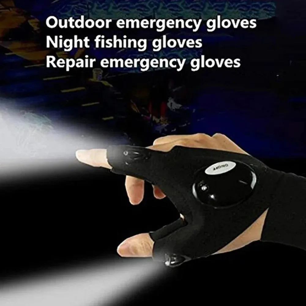Gants LED Lumineux Étanches — Cyclisme, Camping & Randonnée Sans Doigts