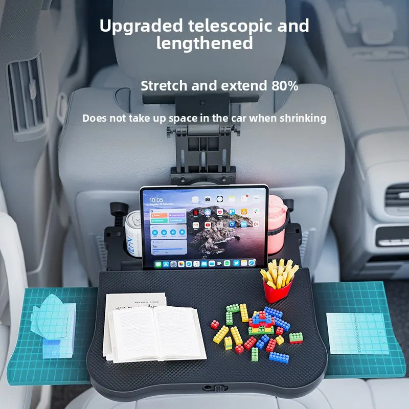 360 °   Table rotative pour plateau de voiture – Support de siège arrière en ABS, porte-ordinateur portable et porte-boissons pour les voyages sur route