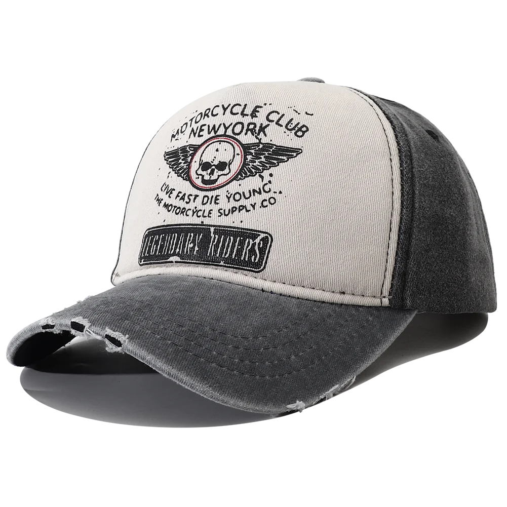 Casquette moto Punk femmes et hommes — baseball 5 panneaux, tête de mort, Hip Hop, New York, 2023