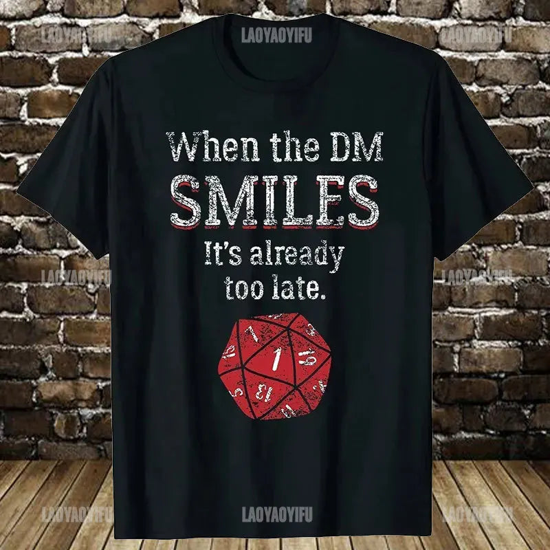 T-shirt rétro en coton pour homme — streetwear, vintage, gamer, donjons, dés, dragon, cadeaux été