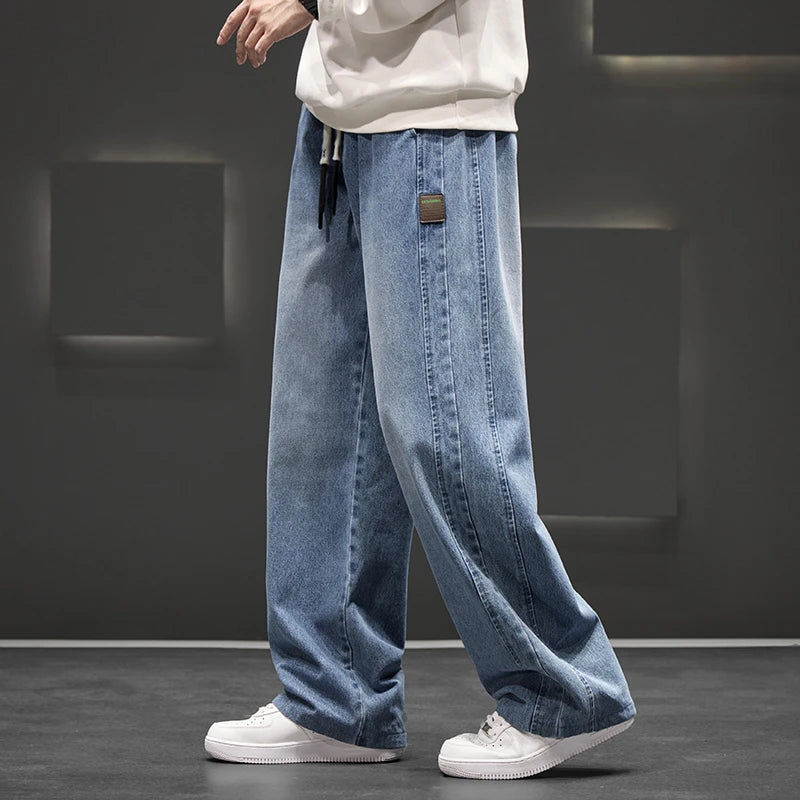 Jean de lavage à jambes larges pour homme, pantalon neutre, couleur unie, ample, décontracté, droit, mode extérieure, grande taille 8xl, nouvelle collection automne