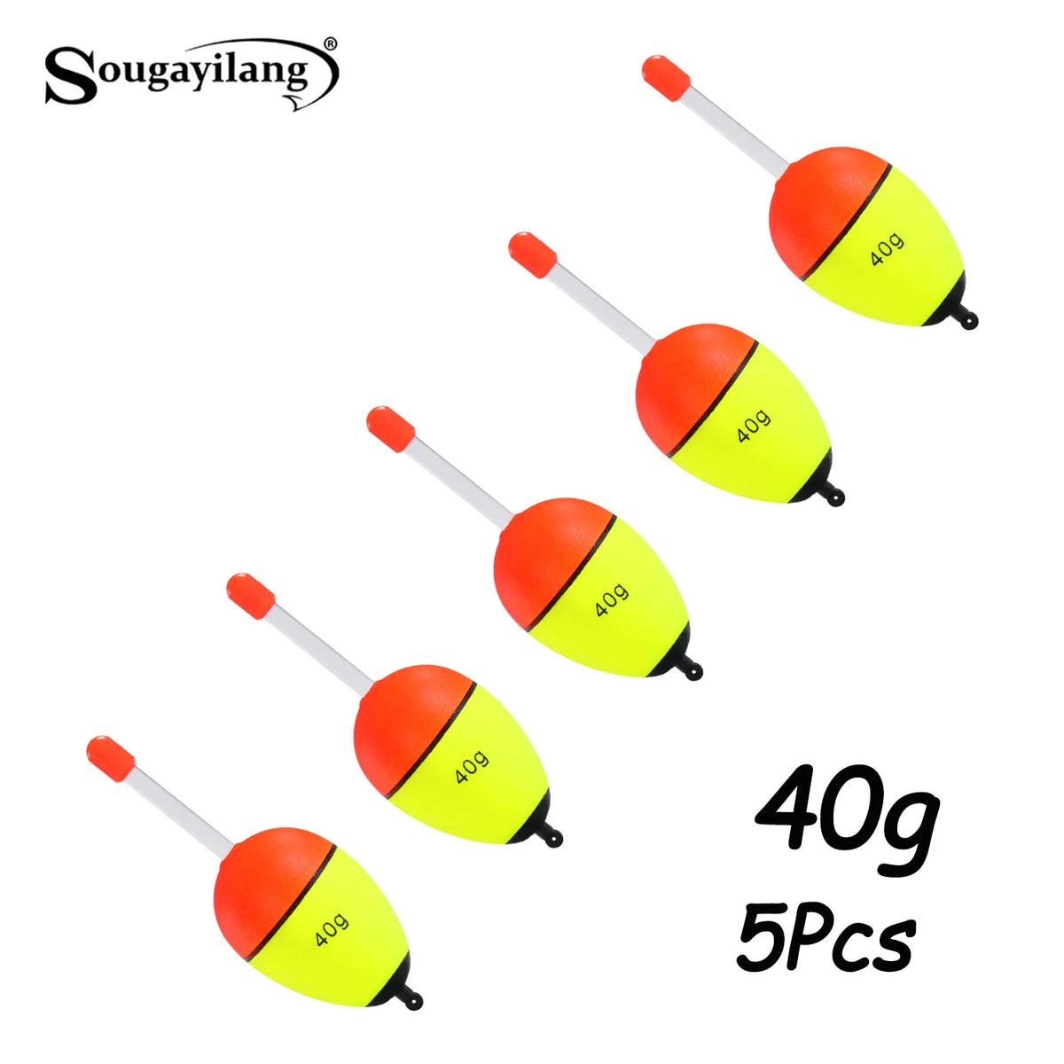 Sougayilang 5 pièces bouée de pêche veilleuse avec haute visibilité EVA Double ruban grande boule de ventre pour la pêche de nuit et longue portée