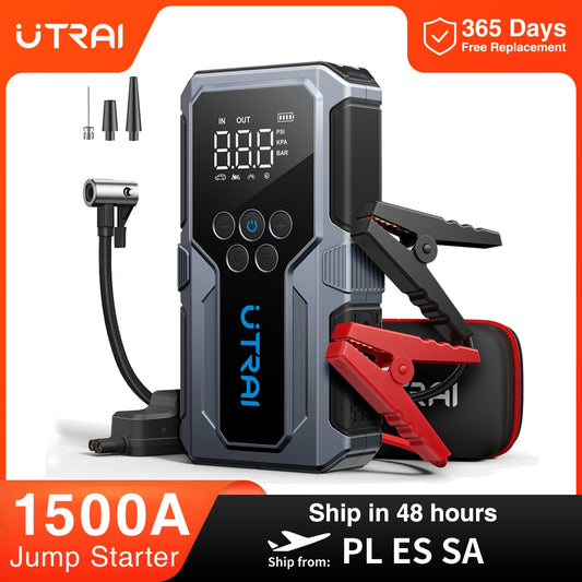 UTRAI 1500A démarreur de saut de voiture batterie externe Portable 150PSI pompe à Air batterie de voiture Boosters d'urgence dispositif de démarrage démarreur de voiture 2024