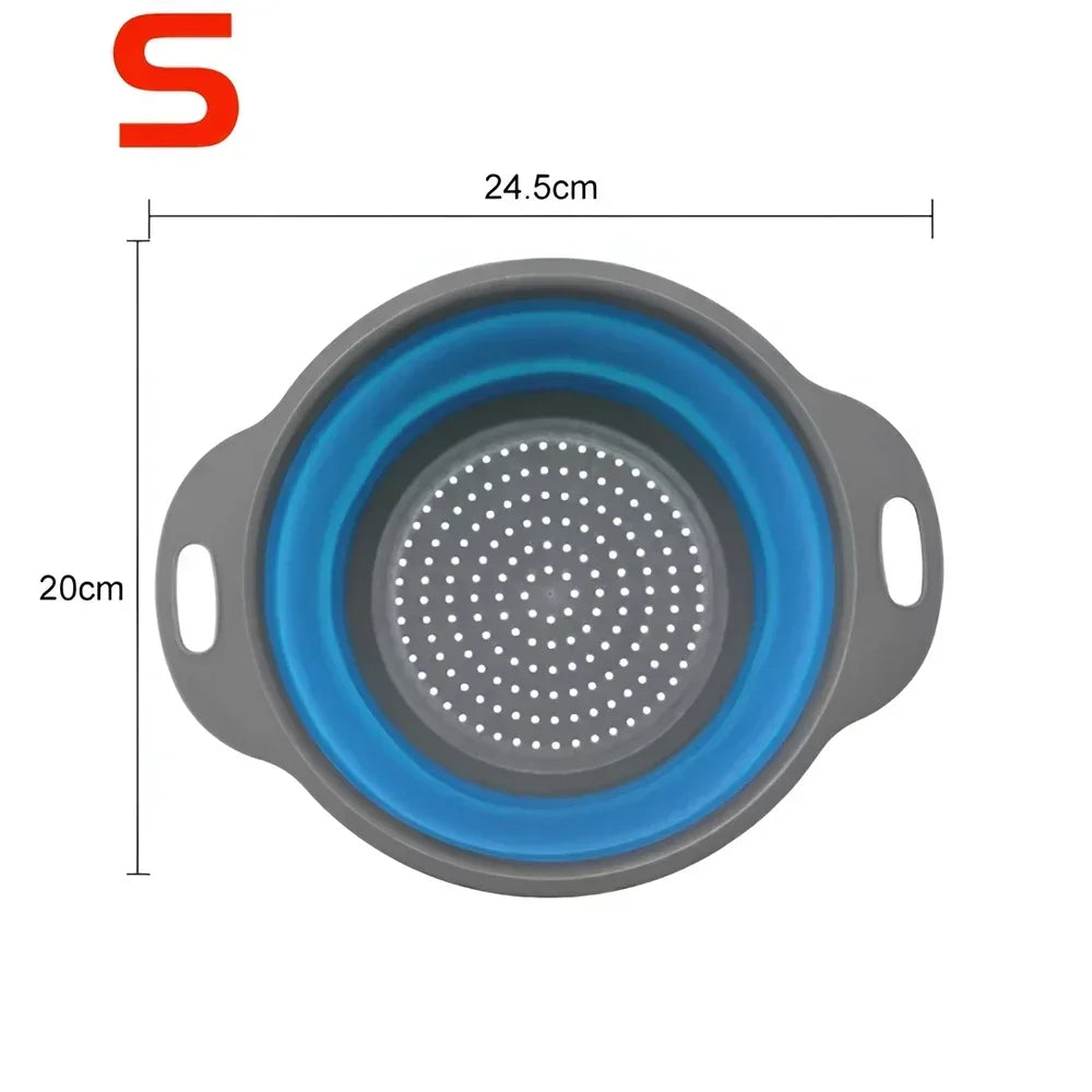 Panier égouttoir pliant en Silicone, 2 pièces, passoire pliable pour fruits et légumes, passoire de cuisine pour aliments, pâtes, ustensiles de cuisine, dispositif de vidange