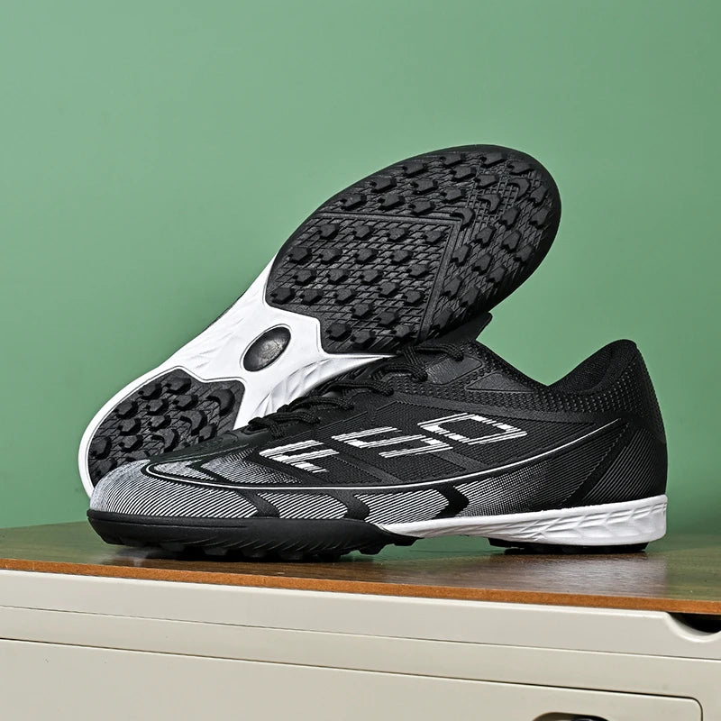 qztzx Chaussures de Football FG Homme Cuir Verni Montantes Ultra-légères — Professionnel & Match EU 32–48