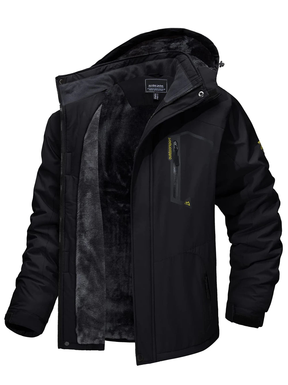 TACVASEN Fleece Lined Mountain Jackets Men Outdoor Hiking Jackets Detachable Hooded Coats Ski Snowboard Parka Winter Outwear