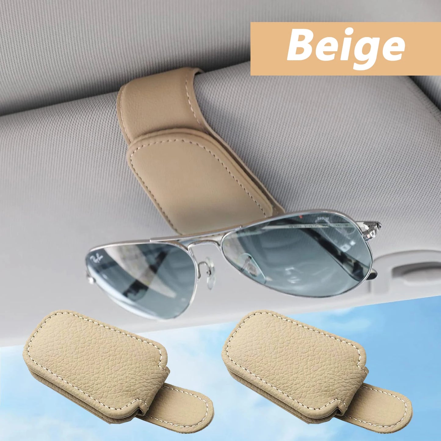 Le support de lunettes de soleil convient aux pare-soleil de voiture, Clip de lunettes de soleil en cuir magnétique et Clip de b