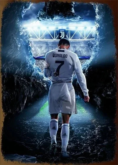 Affiche Métal Aluminium Étoile Football — Décoration Murale Bar, Club & Salon