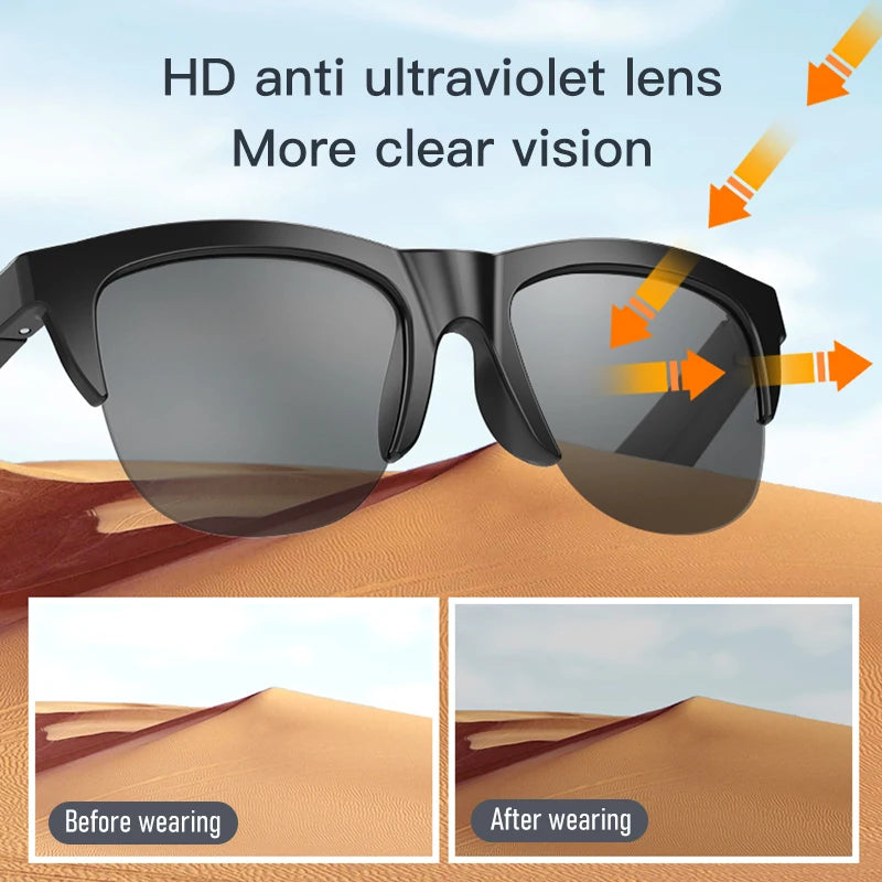 Lunettes de soleil intelligentes Bluetooth V5.3, casque d'appel pour Sports de plein air, technologie HIFI noire, Anti-touch UV pour hommes et femmes