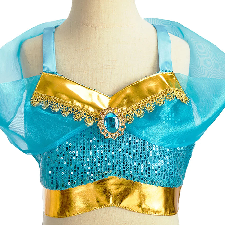 Robe de princesse arabe pour enfants — costume Halloween, carnaval, Cosplay, tenue paillettes