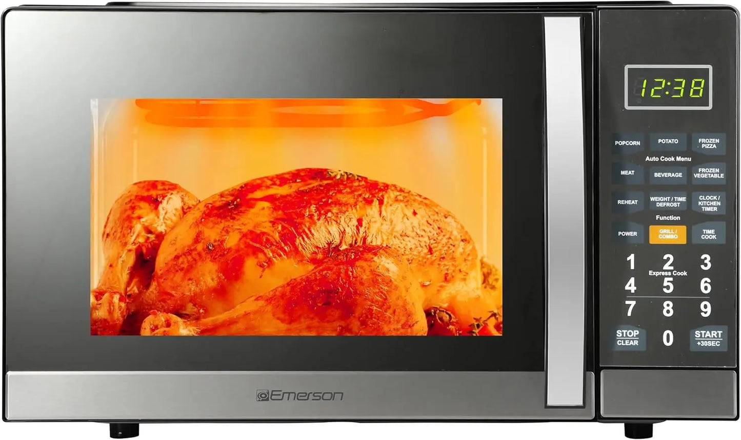 MWG1191SB Horno microondas de 1,1 pies cúbicos con grill integrado, 1100 W de potencia, acero inoxidable, pantalla de temporizador LED, 11 niveles de potencia, 9