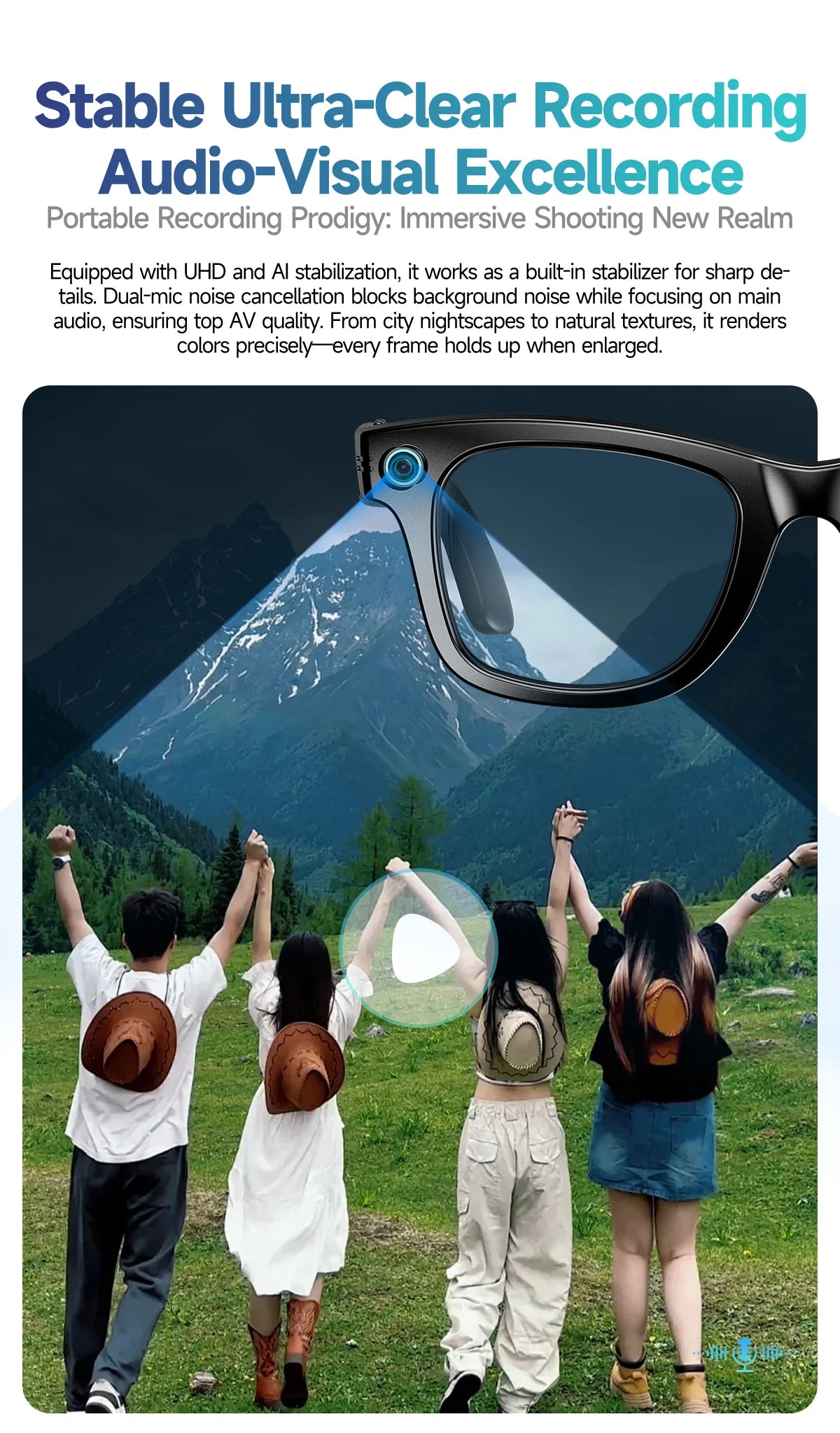 Nouvelle mise à niveau lunettes intelligentes avec caméra enregistrement vidéo AI reconnaissance Photo Bluetooth appel traduction voix lunettes de soleil hommes femmes
