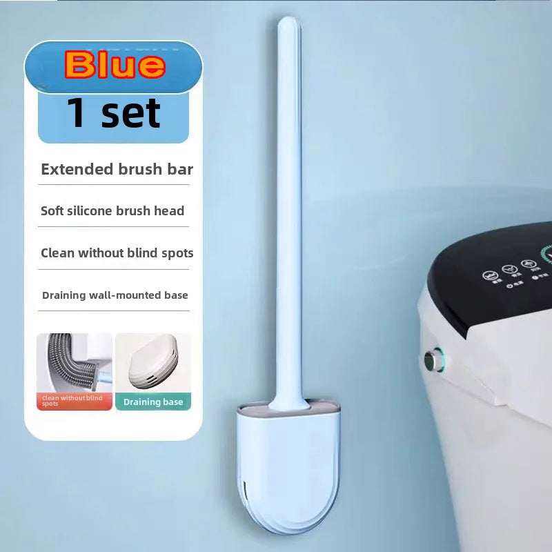 Nettoyeur de brosse de toilette suspendu en Silicone, avec manche Long, nettoyeur Flexible, brosse de salle de bain, support à séchage rapide, accessoires de salle de bains