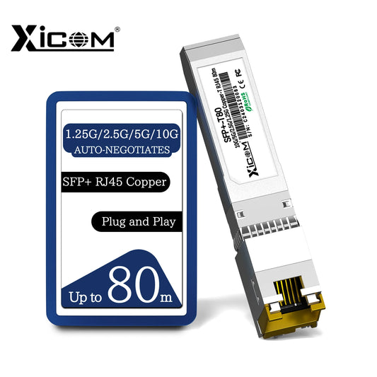 Module émetteur-récepteur SFP+ RJ45 en cuivre 10G — port 80M, compatible 10G/5G/2.5G/1.25G, commutateurs Ethernet