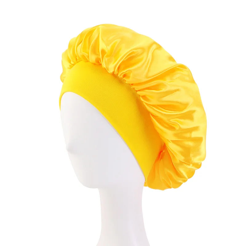Bonnet de nuit en Satin à large bord, Bonnet soyeux, enveloppe de cheveux pour dormir, avec bande élastique souple, outil d'emballage des cheveux, nouvelle collection