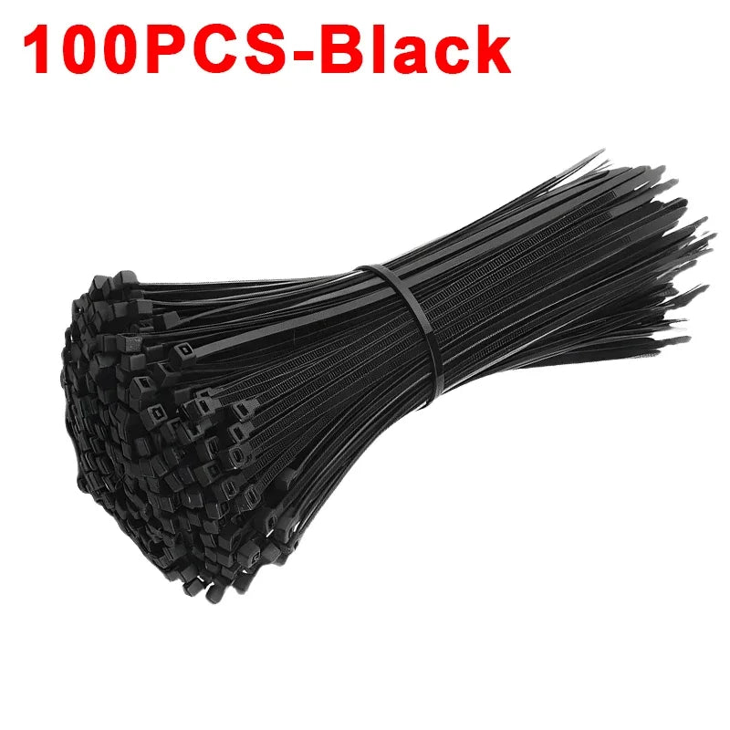 Self-locking Adjustable Nylon Cable Ties, Fastening Buckle, Reusable Plastic Metal Ties for Office and Home