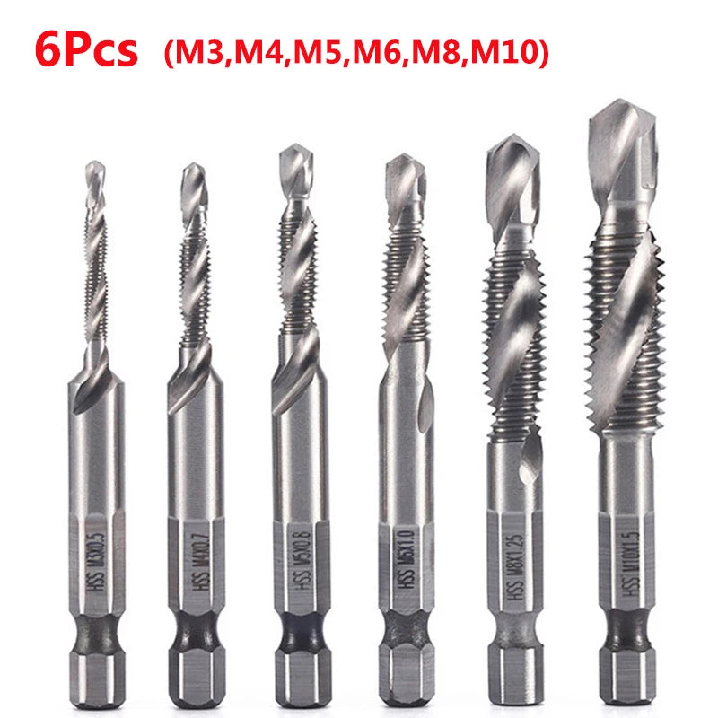 Brocas MeaccelerTap de titanio, vástago hexagonal, rosca de tornillo HSS, máquina de tornillos, macho de roscar compuesto, M3, M5, M6, M8, M10, herramientas manuales