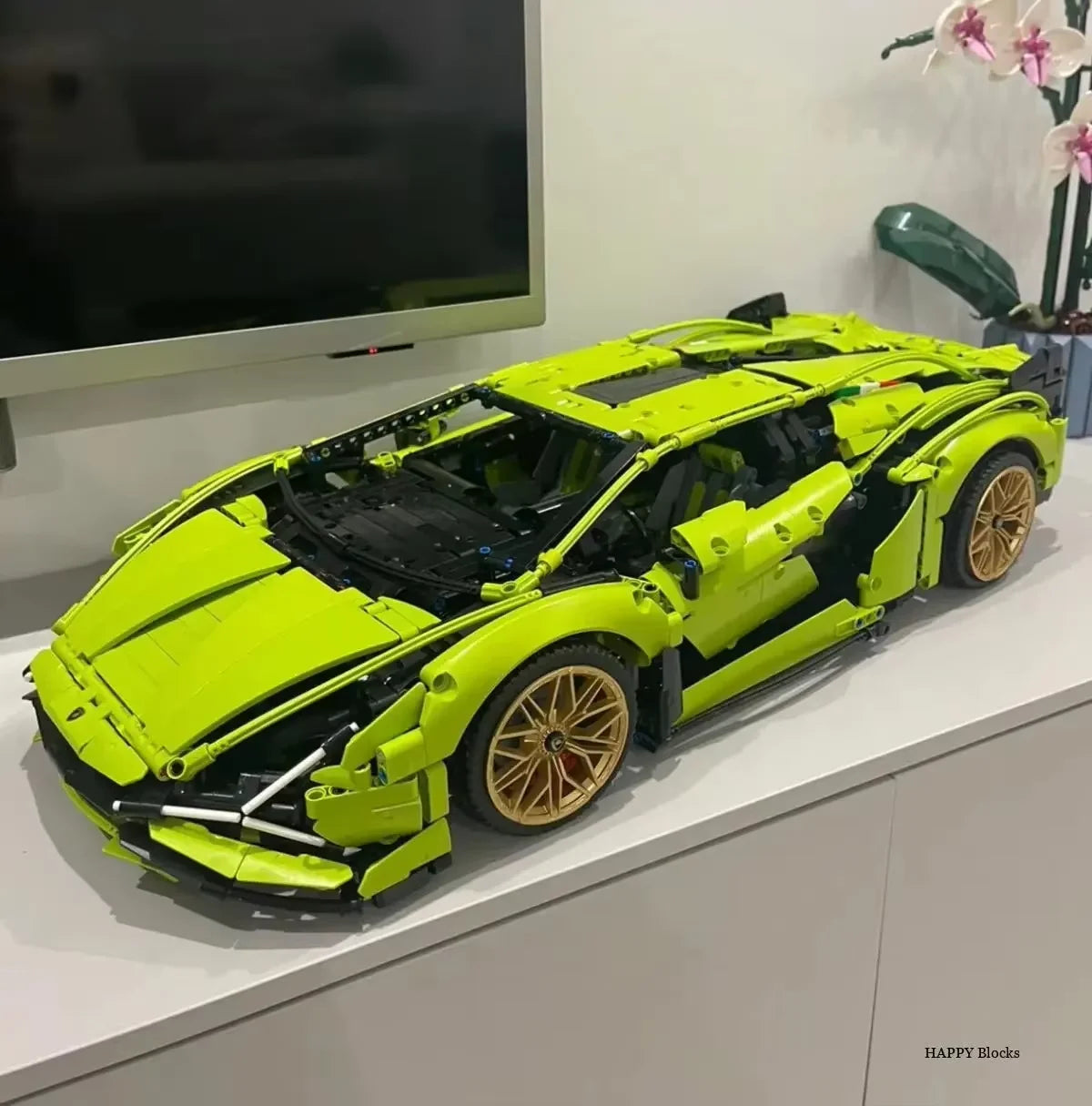 Lambo Sian - 42115 3696 building technique blocks, pieces, compatible with MOC bricks, sports car model for