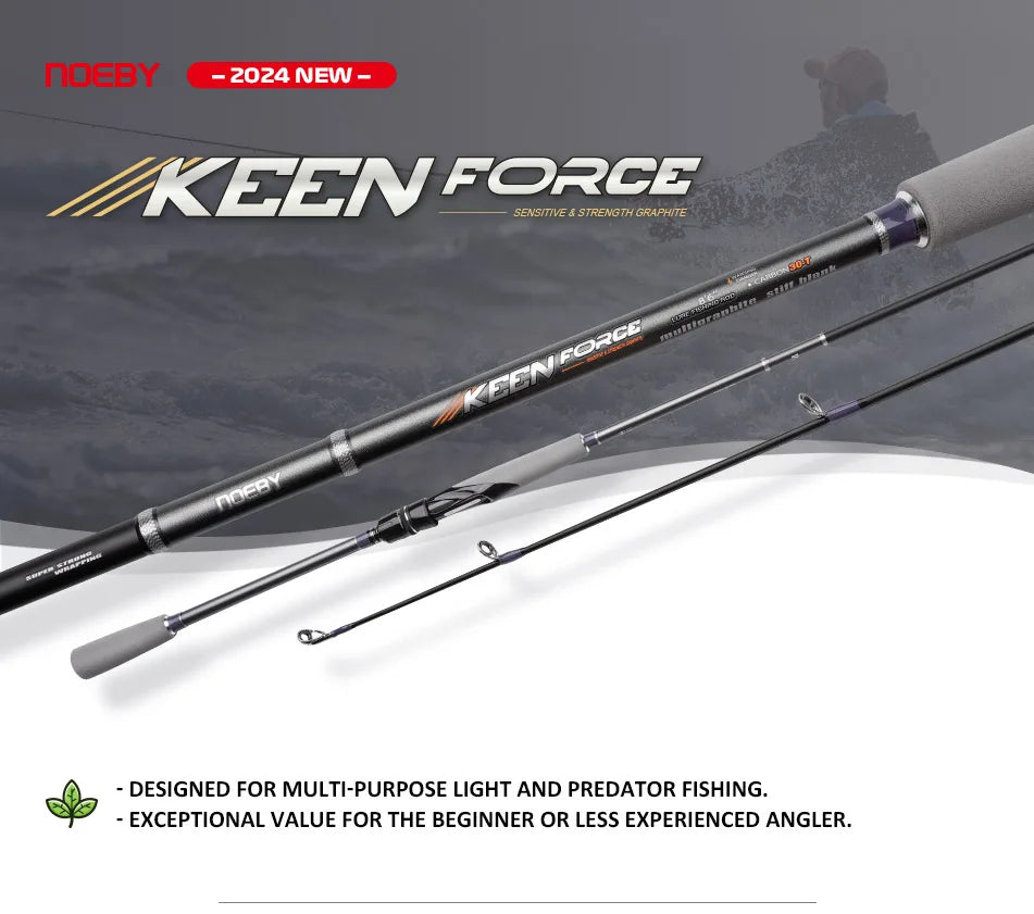 NOEBY – canne à pêche Keen Force L UL ML M 2.04-2.9m, rotative, polyvalente, légère, en carbone, pour truite, Rockfish, bar, matériel de pêche