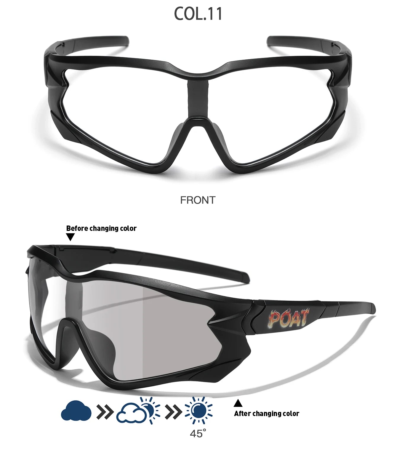 POAT tout nouveau Style lunettes de soleil photochromiques sport hommes femmes vtt vélo lunettes de vélo cyclisme pêche lunettes de course