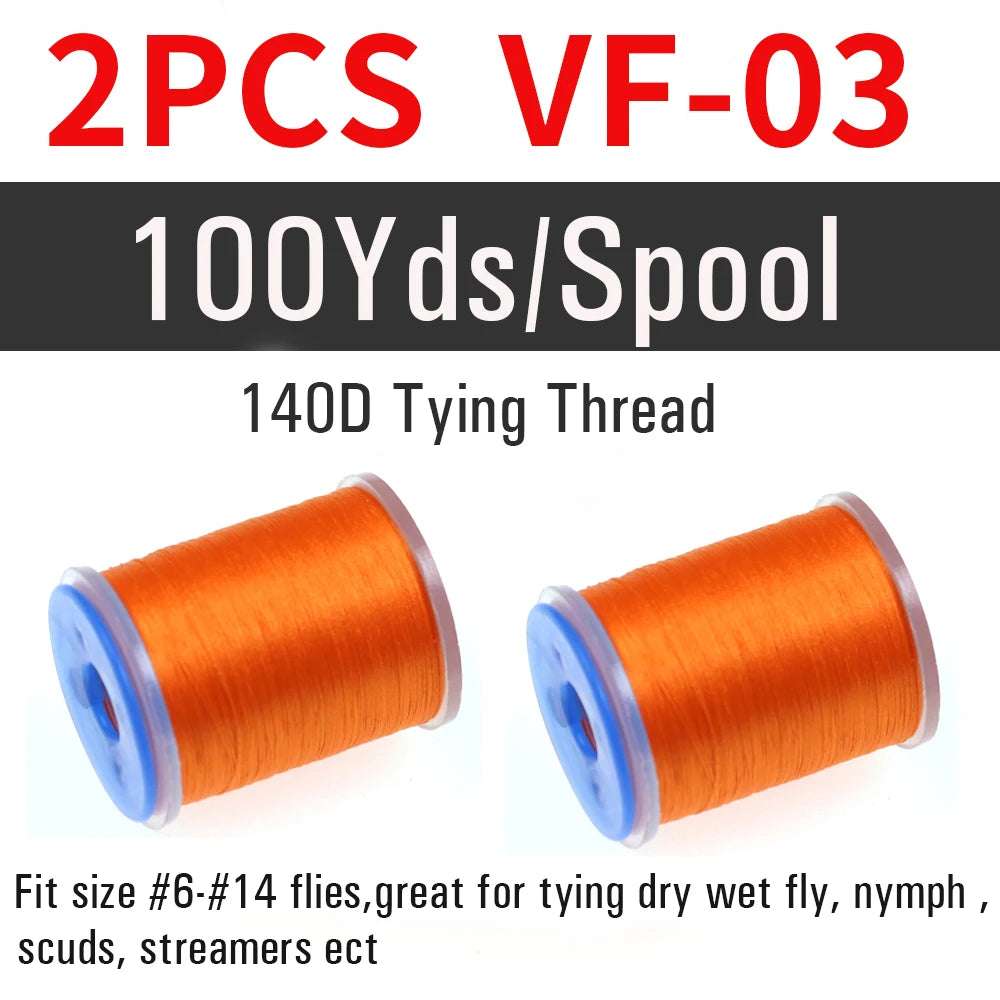 2 pièces de fil à nouer pour la pêche à la mouche 140D # 6~ # 14 Nymphes sèches et humides, Matériel de montage de mouches streamer, Fil, Fixateur de bobine, Outil de montage de mouches