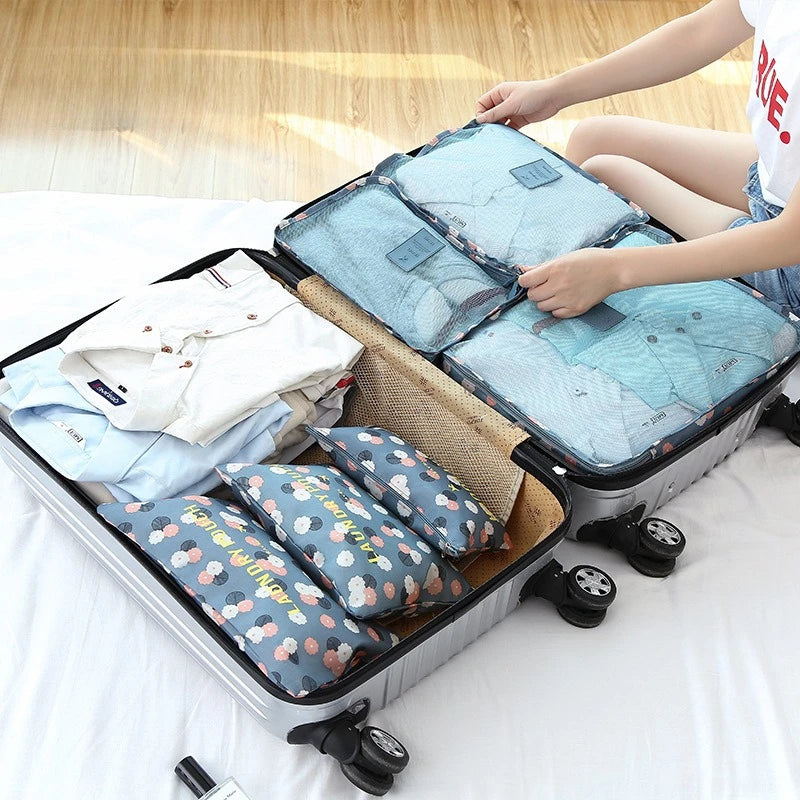Organisateur de Voyage 6 Pièces — Valise Portable Vêtements, Chaussures & Maquillage