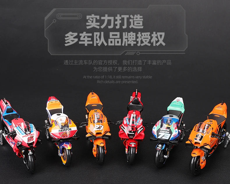 Modèle réduit moto GP 1:18 — champion 2023, alliage moulé, collection, cadeau jouet