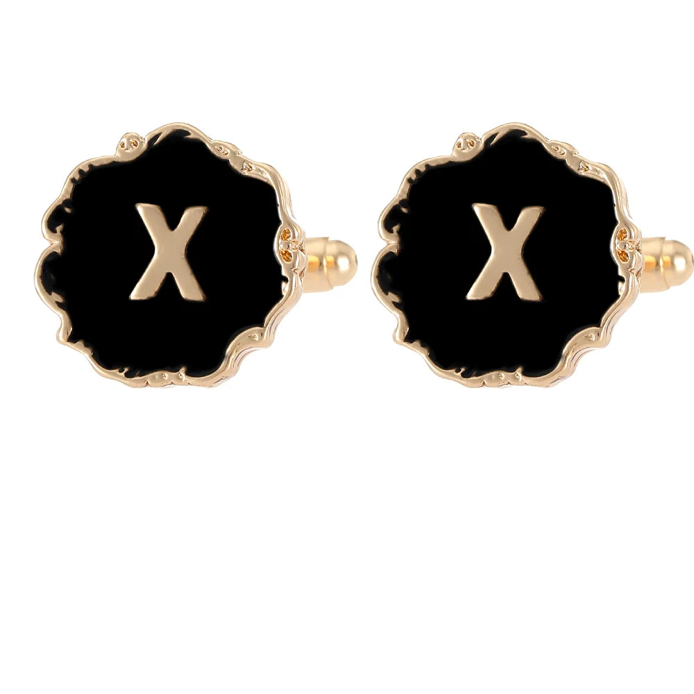 Gemelos clásicos para hombre, 26 letras iniciales del alfabeto, A B C D E F G H I J K L M N O P Q R S T U, botón de manga V W X Y Z