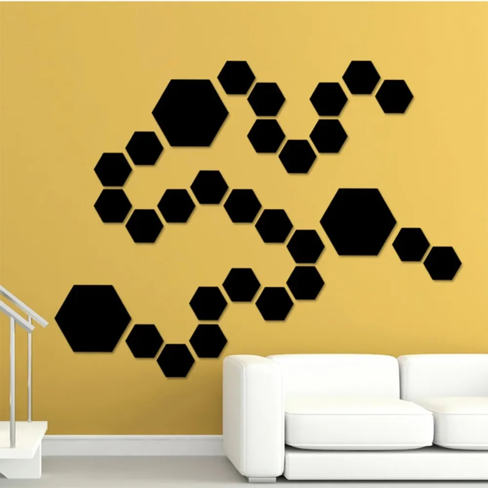 Autocollants muraux en miroir hexagonaux 6/12 pièces, autocollants en miroir acrylique 3D DIY, autocollants adhésifs amovibles, décoration de salon, salle de bain, maison