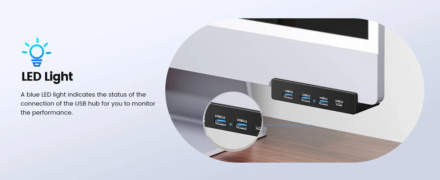 Hub USB 10 Gbps — adaptateur séparateur USB 3.2/3.0/2.0, station d'accueil multi-clips, bureau