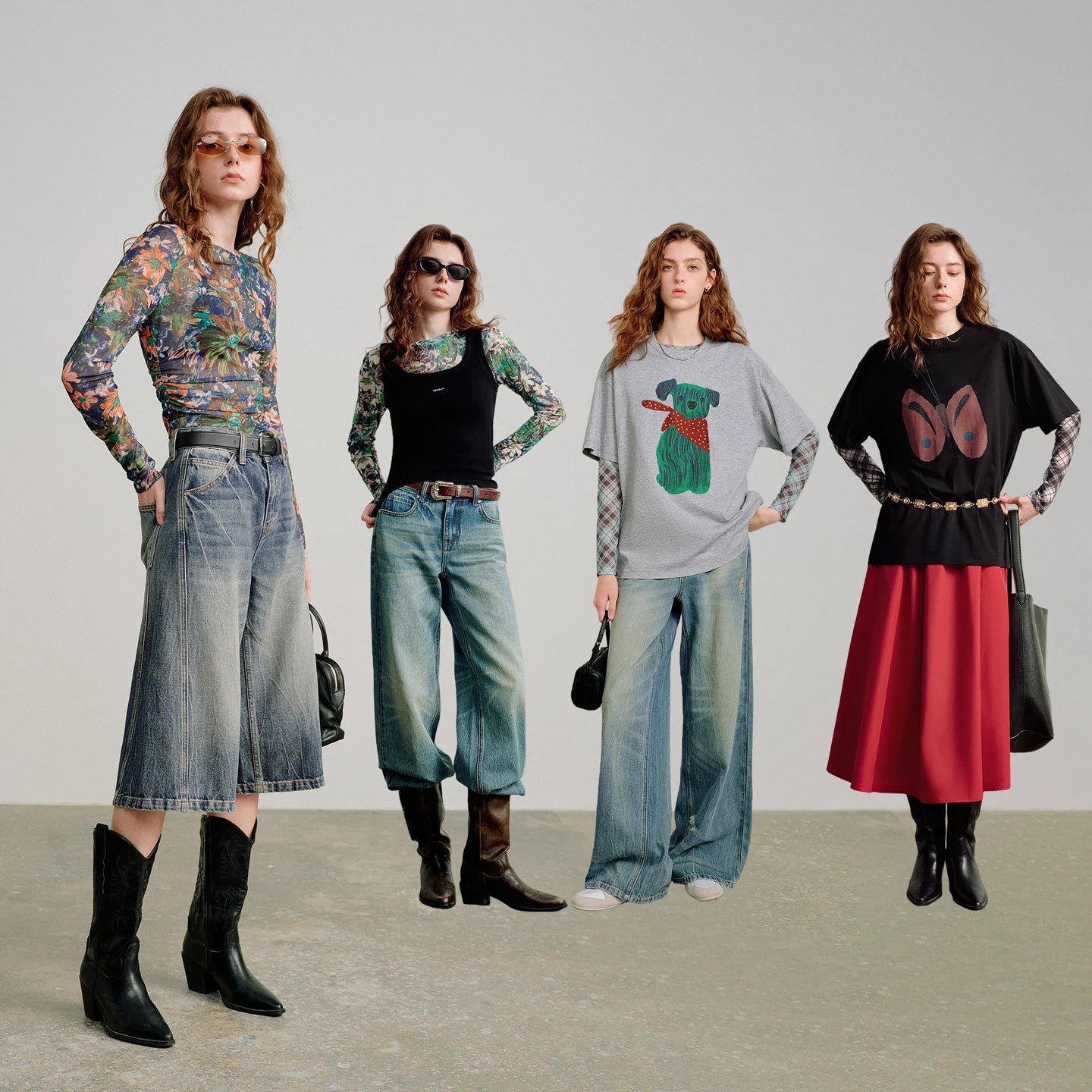 T-shirt femme en maille imprimé 2026 — printemps, taille découpée, Y2K, hauts courts