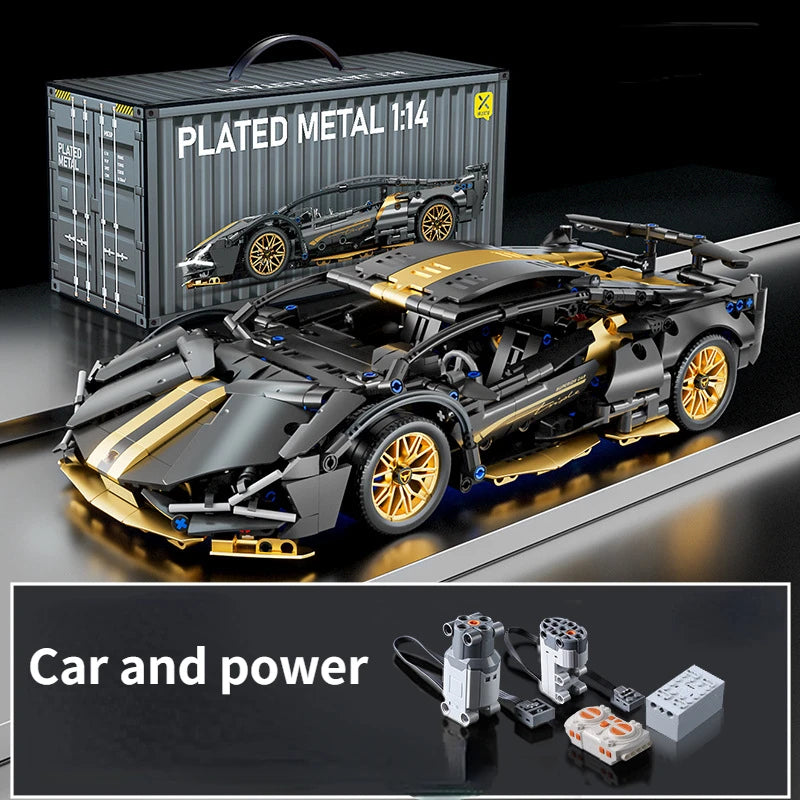 Blocs de construction de course de supercar noir, technologie 1:14, voiture en brique assemblée, jouet, cadeau d'anniversaire pour garçons