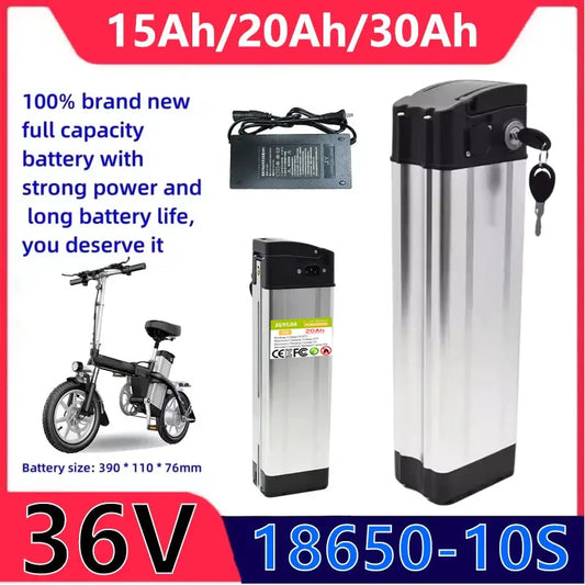Batterie Lithium Vélo Électrique 36V 15Ah/20Ah/30Ah — Universelle Pliable Moto