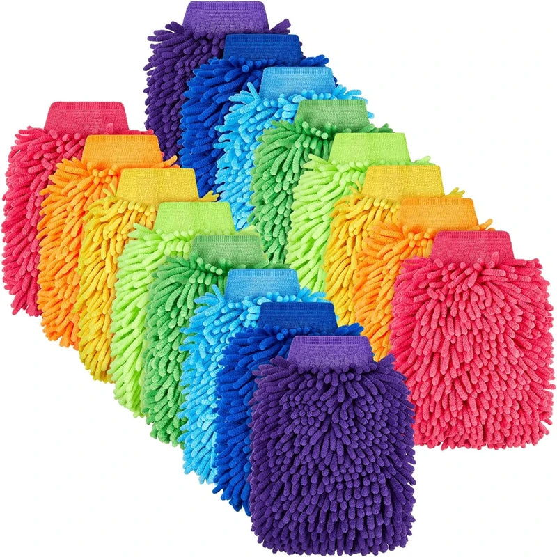 Guantes de lavado de coche de microfibra, súper absorbentes, doble cara, esponja de limpieza de coche de chenilla, sin arañazos, súper gruesos, de alta densidad