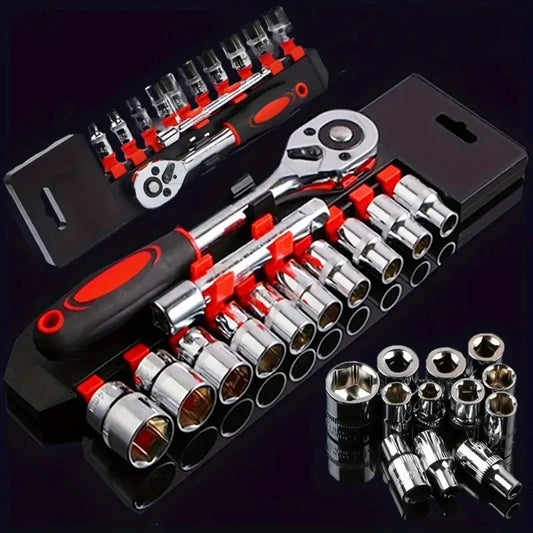 Clé Douilles Cliquet Voiture Moto Vélo — Ensemble Outils Réparation Automobile Main