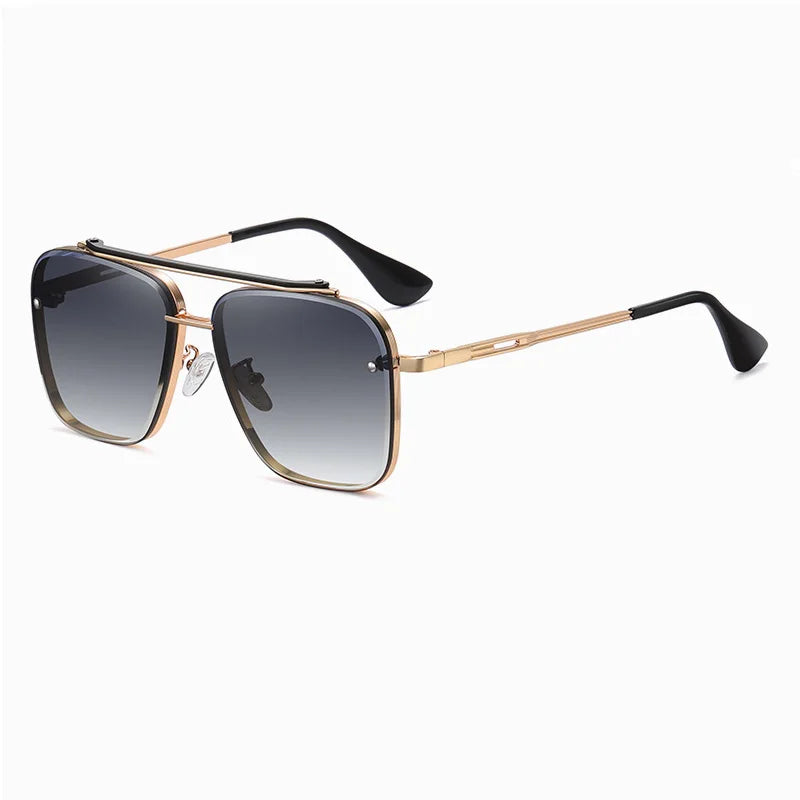 New Gradient Sunglasses for Men Fashion Metal Big Frame Sunglasses Luxury Brand Design Sunglasses for Men