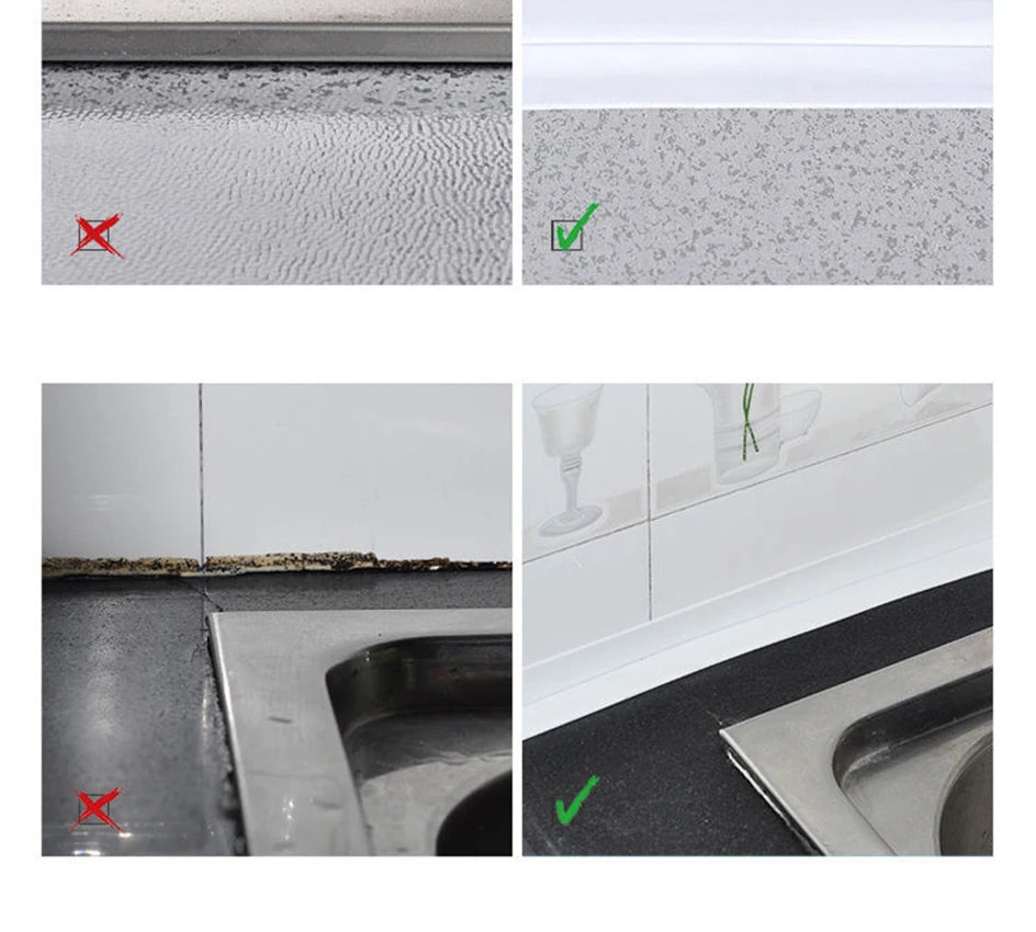 Cinta de sellado de PVC autoadhesiva para bañera, 3.2M, resistente al aceite, adhesivo de pared para esquina de borde de fregadero de cocina, tira de sellado impermeable para inodoro