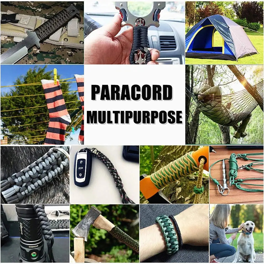 Paracorde à 9 cœurs, 650lb, 5/15/31m de diamètre, 4mm, corde de Parachute de survie tactique militaire pour bricolage, fabrication de lanière, Bracelet, collier de chien, tente