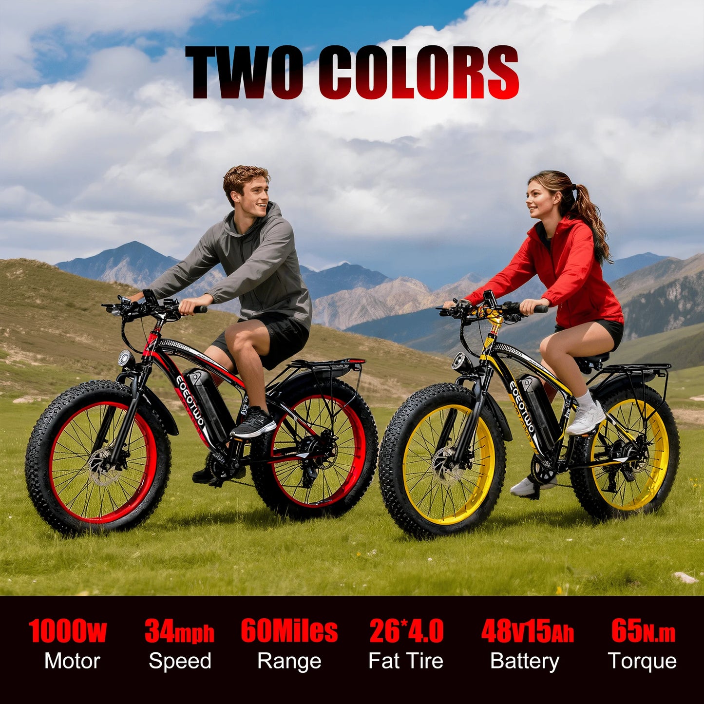 Vélo Électrique Adultes 1500W — Pneus Larges 26 Pouces 34 mph 60 Miles UL2849