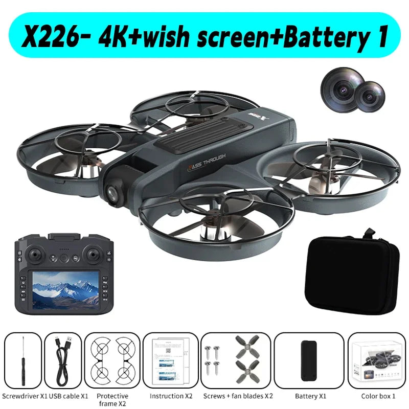 Mini dron profesional 4K Lenovo X226/X226VR, helicóptero teledirigido, avión RC, dron con pantalla, cuadricóptero, juguete de regalo para niños