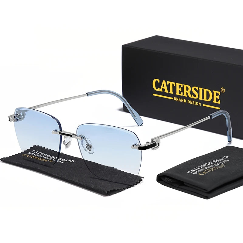 CATERSIDE nuevas gafas de sol sin montura, gafas de sol degradadas para hombre, gafas de sol retro de negocios para mujer, UV400, gafas de sol para hombre