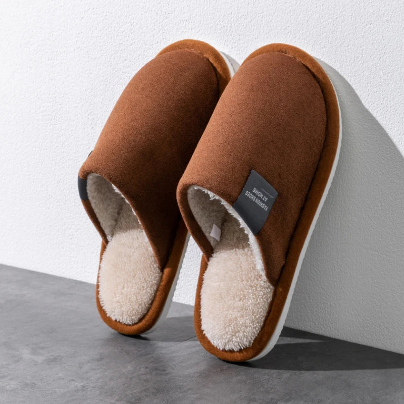 Winter Warm Slippers Men Home Non-Slip Soft Shoes Comfortable Flat Heel Indoor House Plush Slippers Bedroom Women Shoes