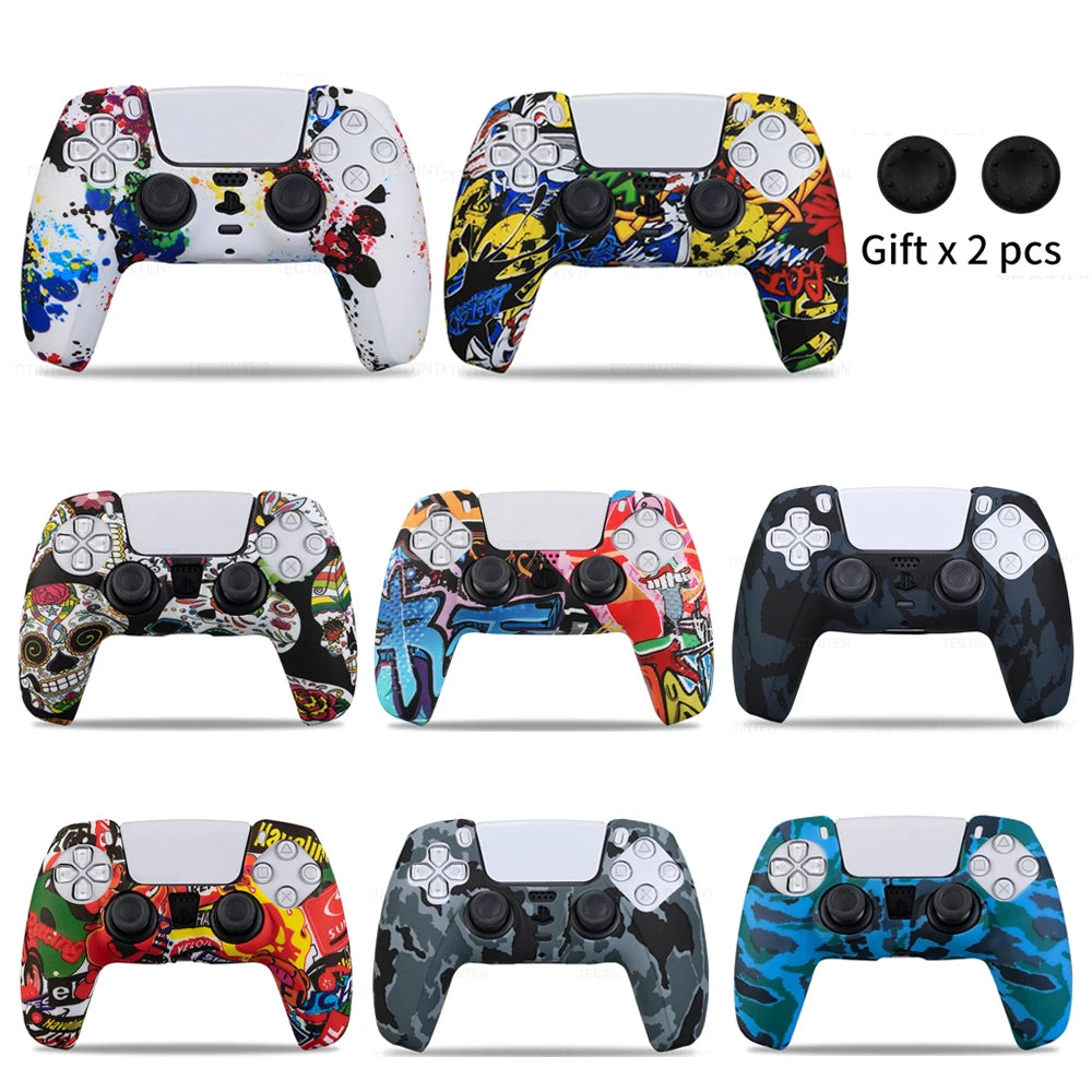 Housse de protection en silicone pour manette de jeu Slim — étui en caoutchouc antidérapant avec capuchons de poignées de pouce