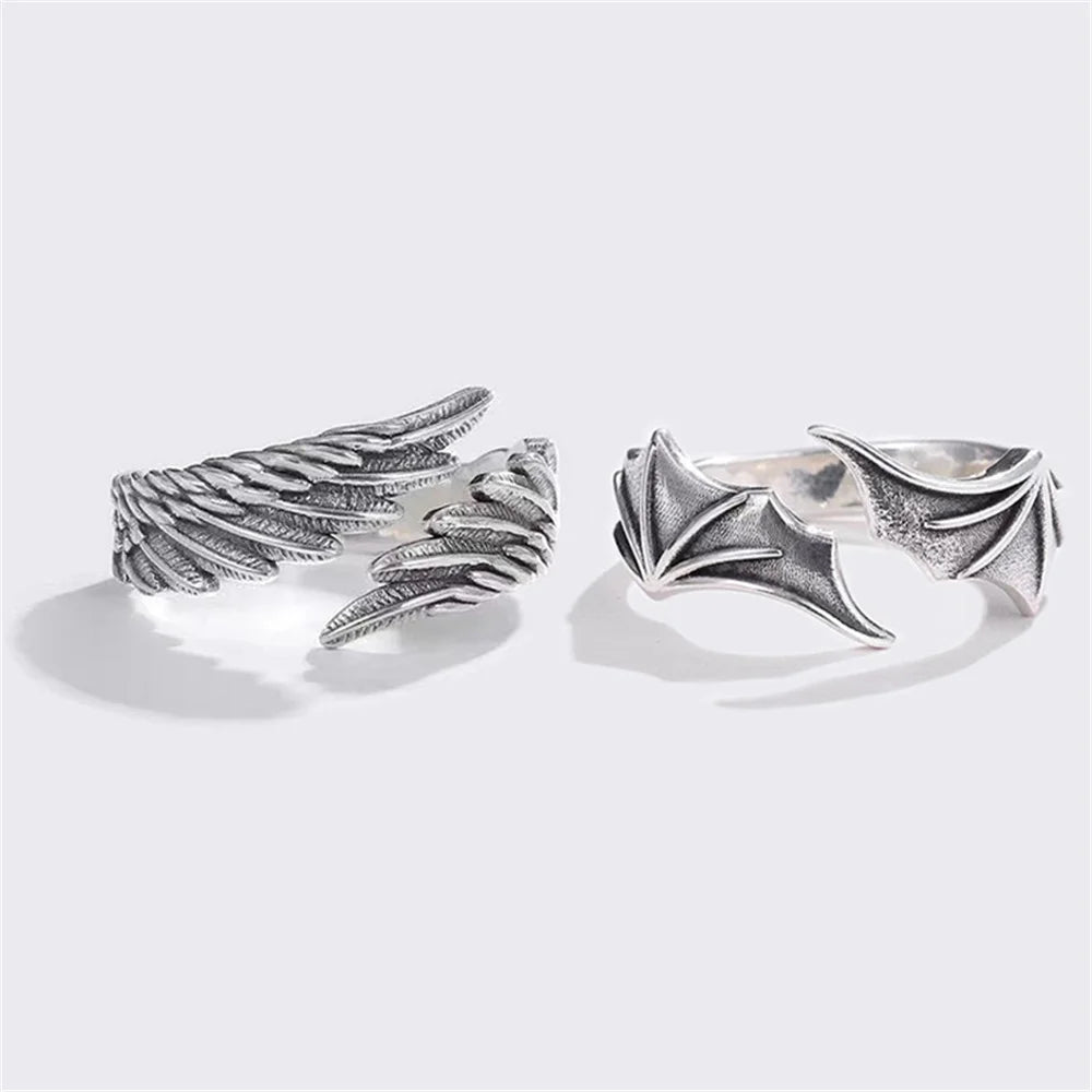 Bagues de couple Anime Angel Demon pour femmes et hommes, bague ouverte réglable Animal, bague assortie Promise, cadeaux de fête, mode