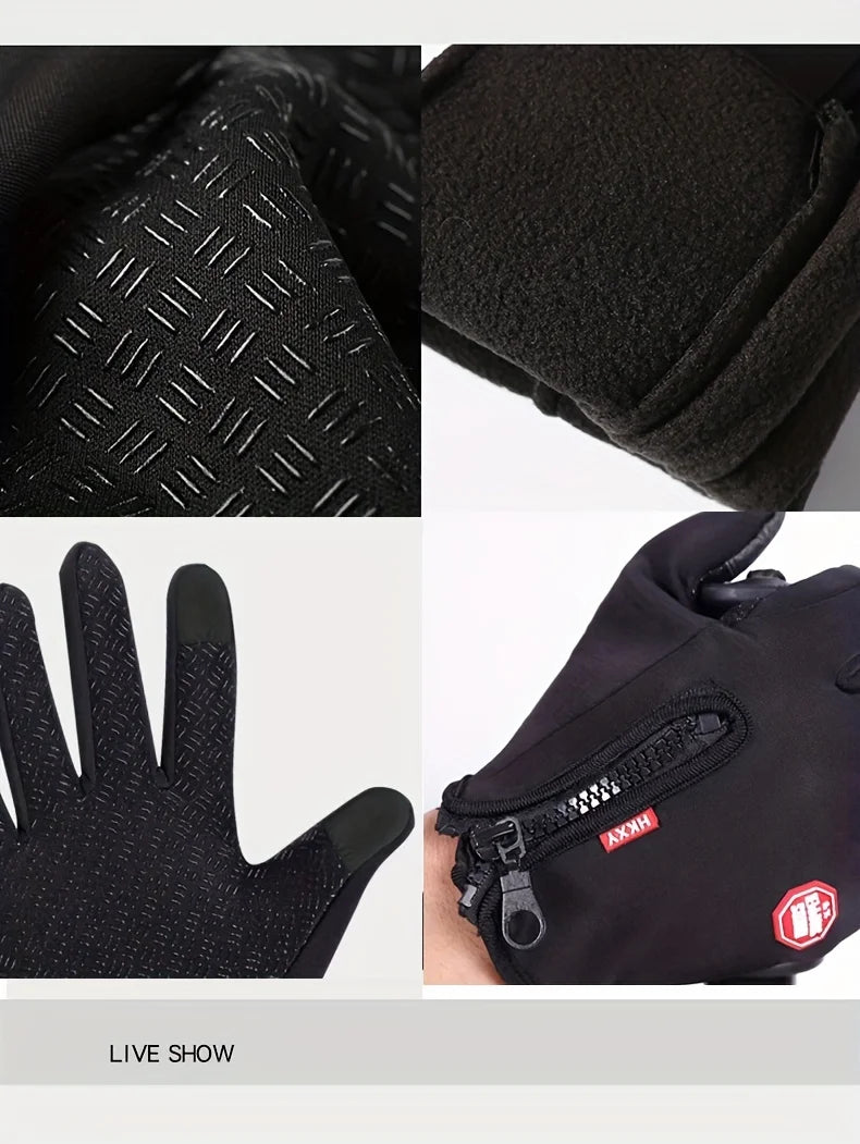 Gants d'hiver pour hommes et femmes, écran tactile, chauds, pour cyclisme en plein air, conduite, moto, gants froids, coupe-vent, antidérapants