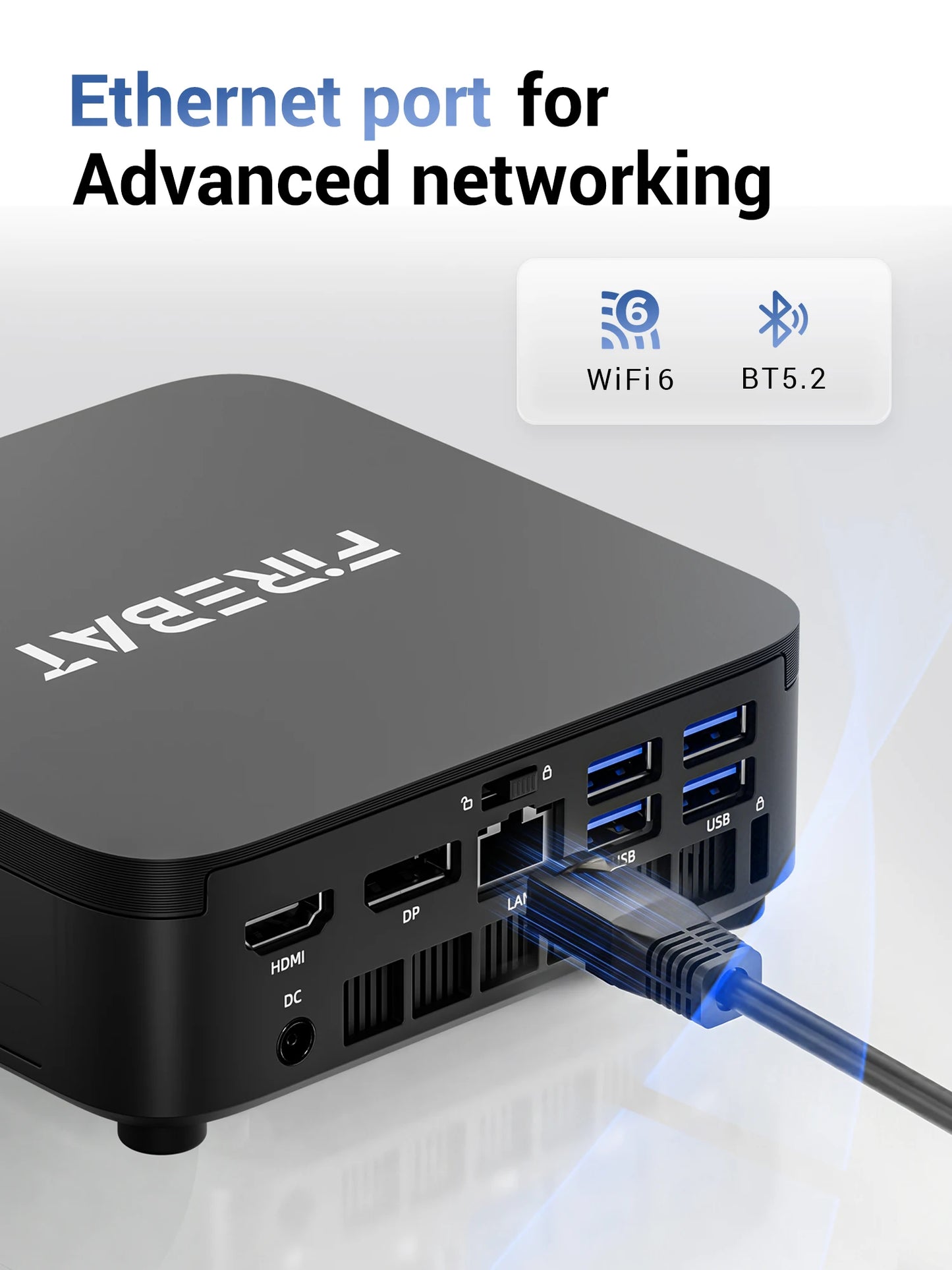 FIREBAT R3 MINI PC AMD Ryzen 5 7430U 6C/12T MAX 4.3GHz 16GB LPDDR4 RAM 512GB SSD WIFI6 BT5.2 Windows 11 Ordinateur de bureau