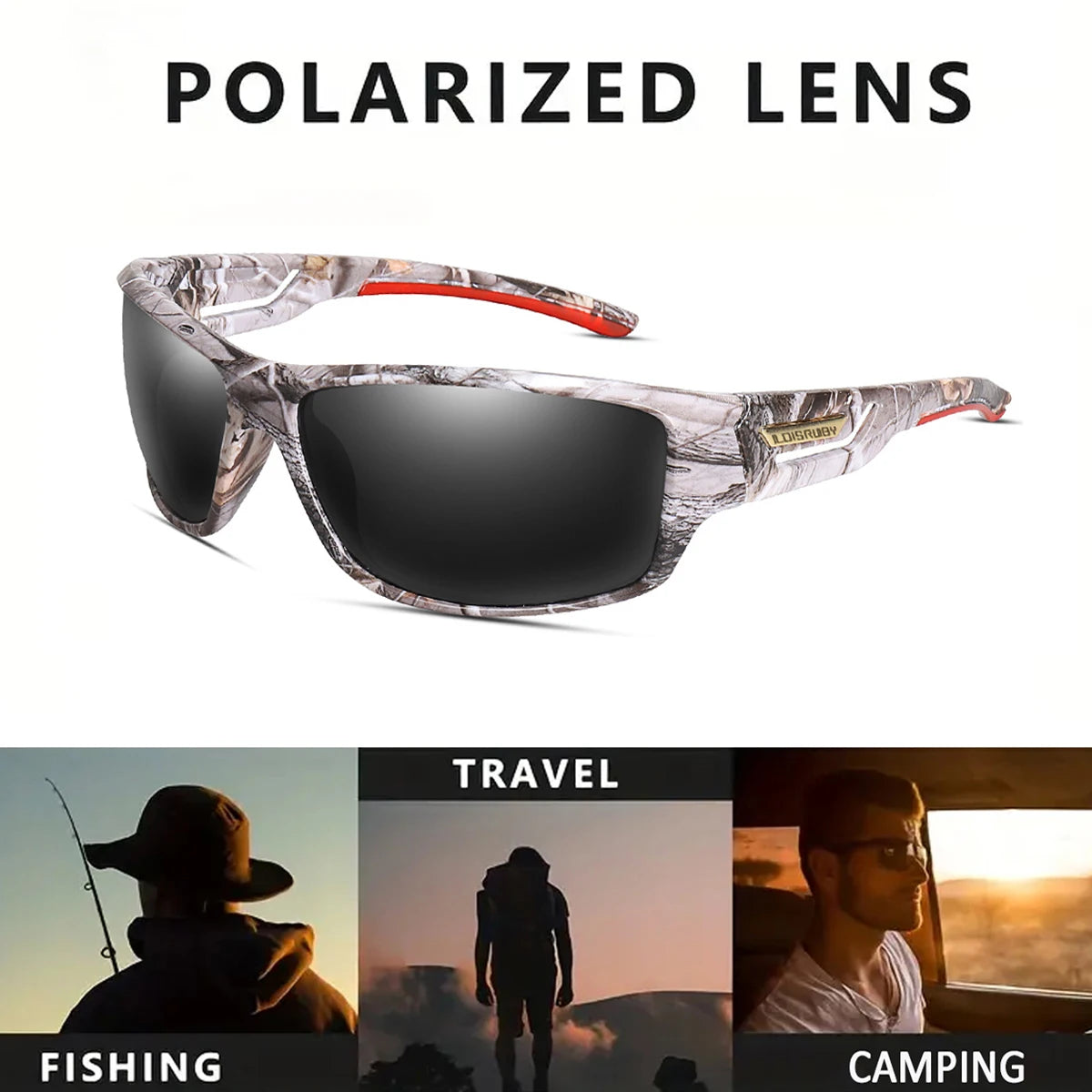 Lunettes de pêche polarisées camouflage — conduite, sports de plein air, cyclisme, course, UV400