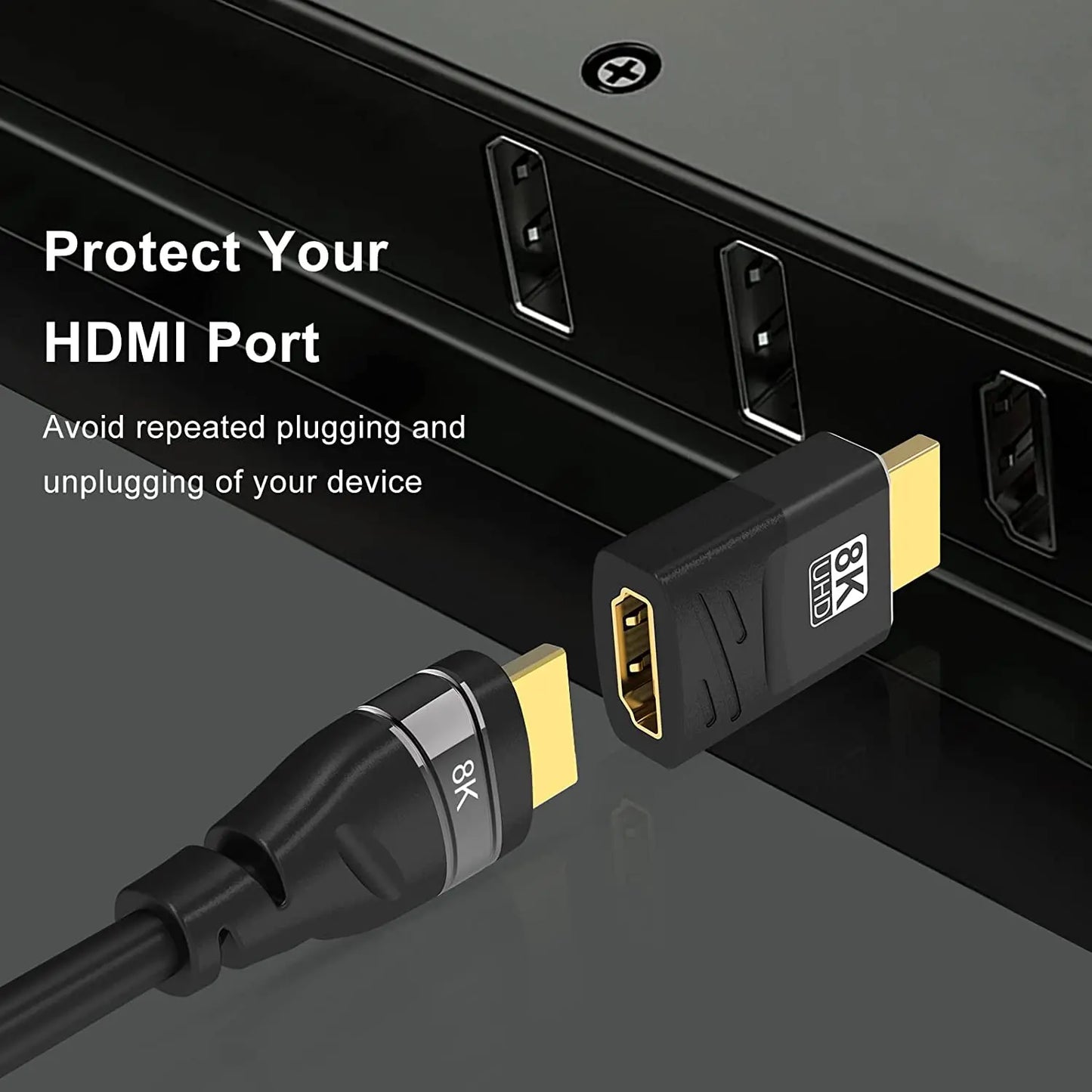 Adaptateur HDMI 2.1 8K — 90/270 degrés, mâle à femelle, 8K60Hz, 4K120Hz, 48Gbps, HDTV, PC